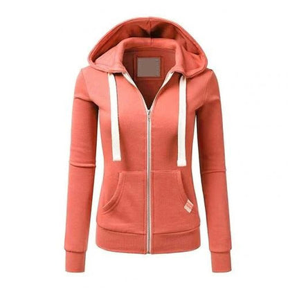 Women's Slim Fit Fleece Hoodie with Zip FrontPocket
