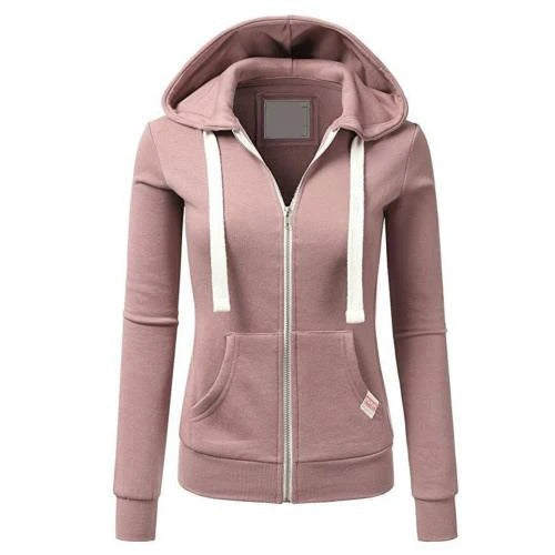 Women's Slim Fit Fleece Hoodie with Zip FrontPocket