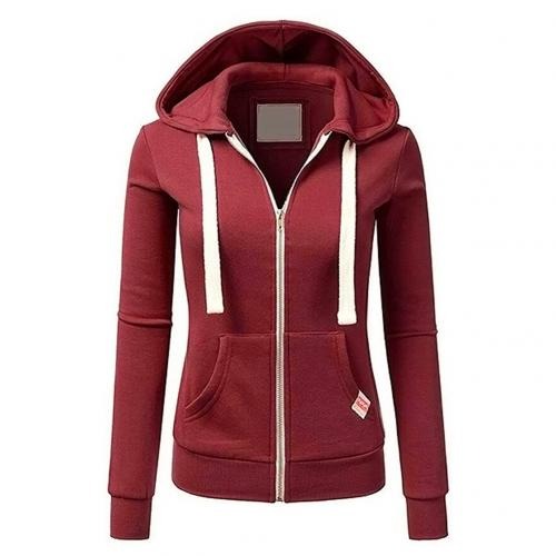 Women's Slim Fit Fleece Hoodie with Zip FrontPocket
