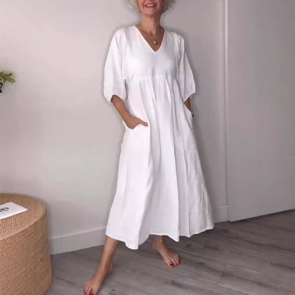 Casual Womens Midi Dress with Pockets - Nocini