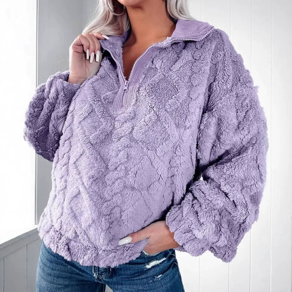 Cozy Women's Quilted Half Zip Sweater