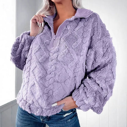 Cozy Women's Quilted Half Zip Sweater