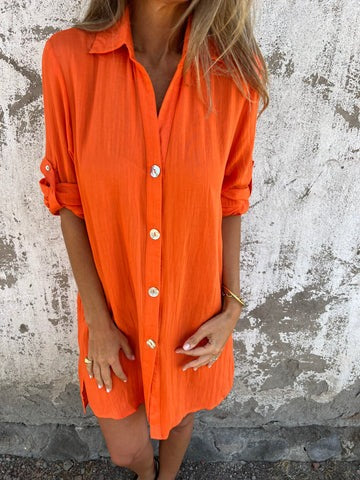 Casual Loose Fit Button Front Dress