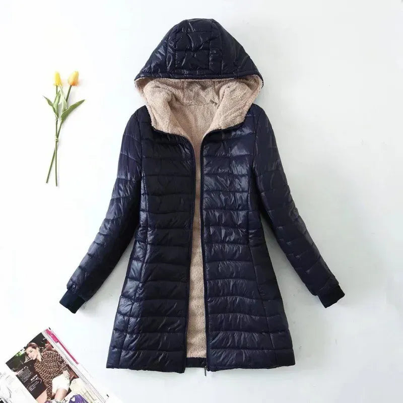 Women's Quilted Fleece Jacket with Hood Waterproof - Nocini