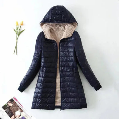 Women's Quilted Fleece Jacket with Hood Waterproof - Nocini