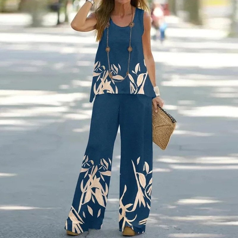 Women's Casual Floral Jumpsuit Set