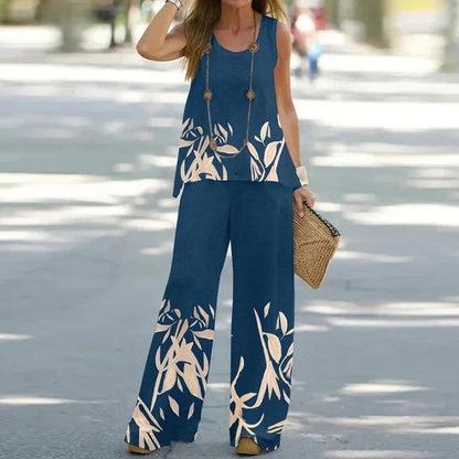 Women's Casual Floral Jumpsuit Set