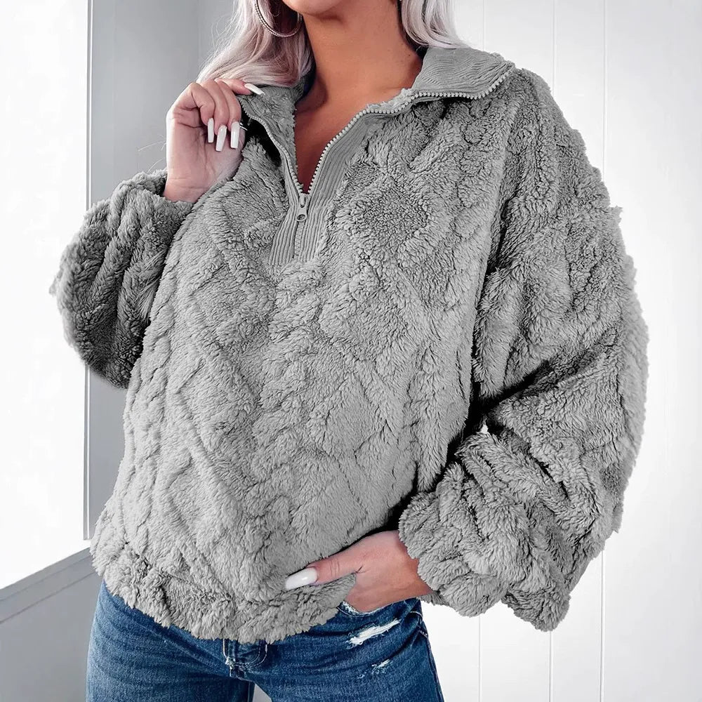 Cozy Women's Quilted Half Zip Sweater