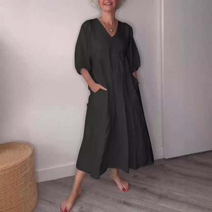 Casual Womens Midi Dress with Pockets