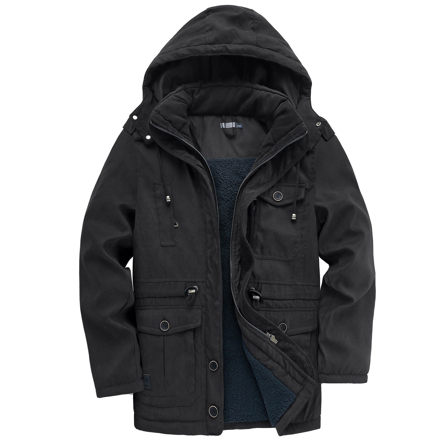 Warm Fleece Hooded Corduroy Jacket
