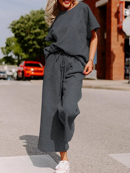 Comfy Women's 2 Piece Soft Knit Tee Set - Nocini