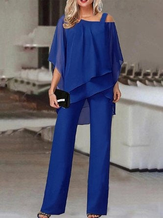 Ladies' 2-Piece Outfit - Casual Off Shoulder Top and Pants