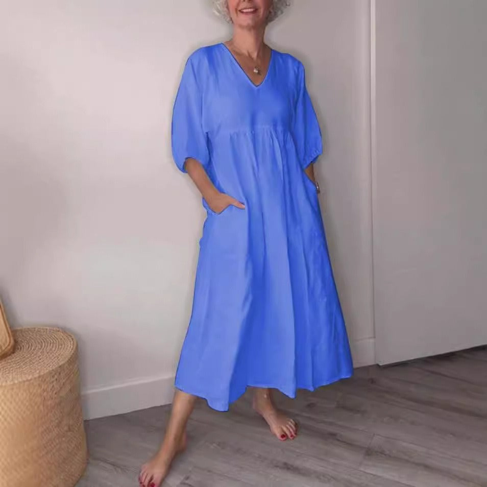Casual Womens Midi Dress with Pockets