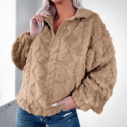 Cozy Women's Quilted Half Zip Sweater
