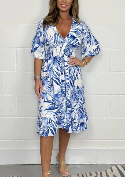 Floral Ruffle Midi Dress for Women