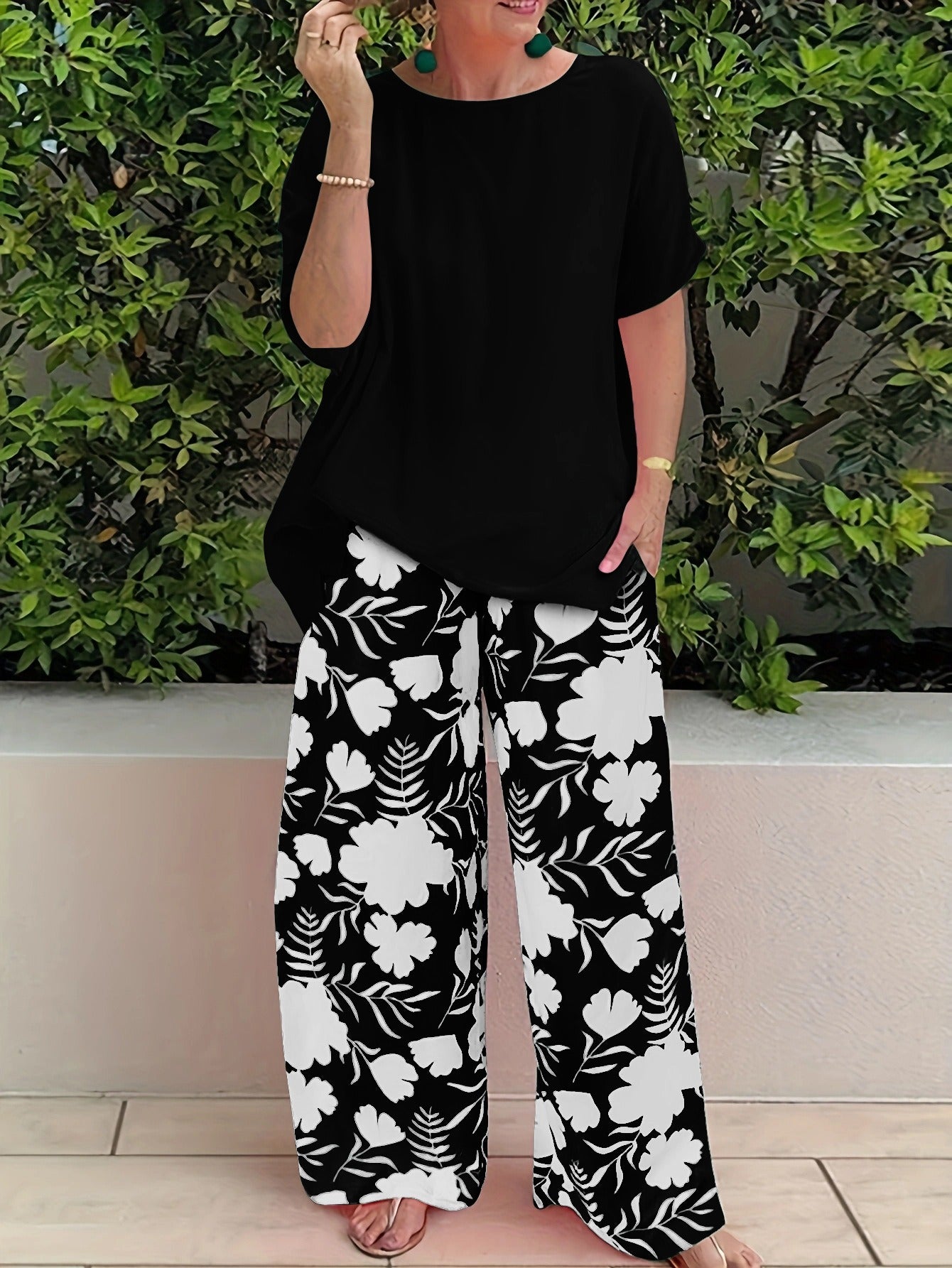 Loose Fit Floral Women's Pants Lightweight Comfortable