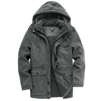 Warm Fleece Hooded Corduroy Jacket