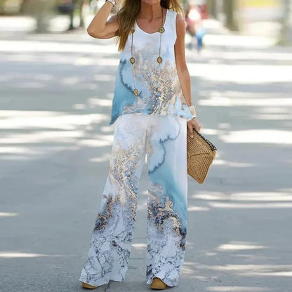 Women's Casual Floral Jumpsuit Set