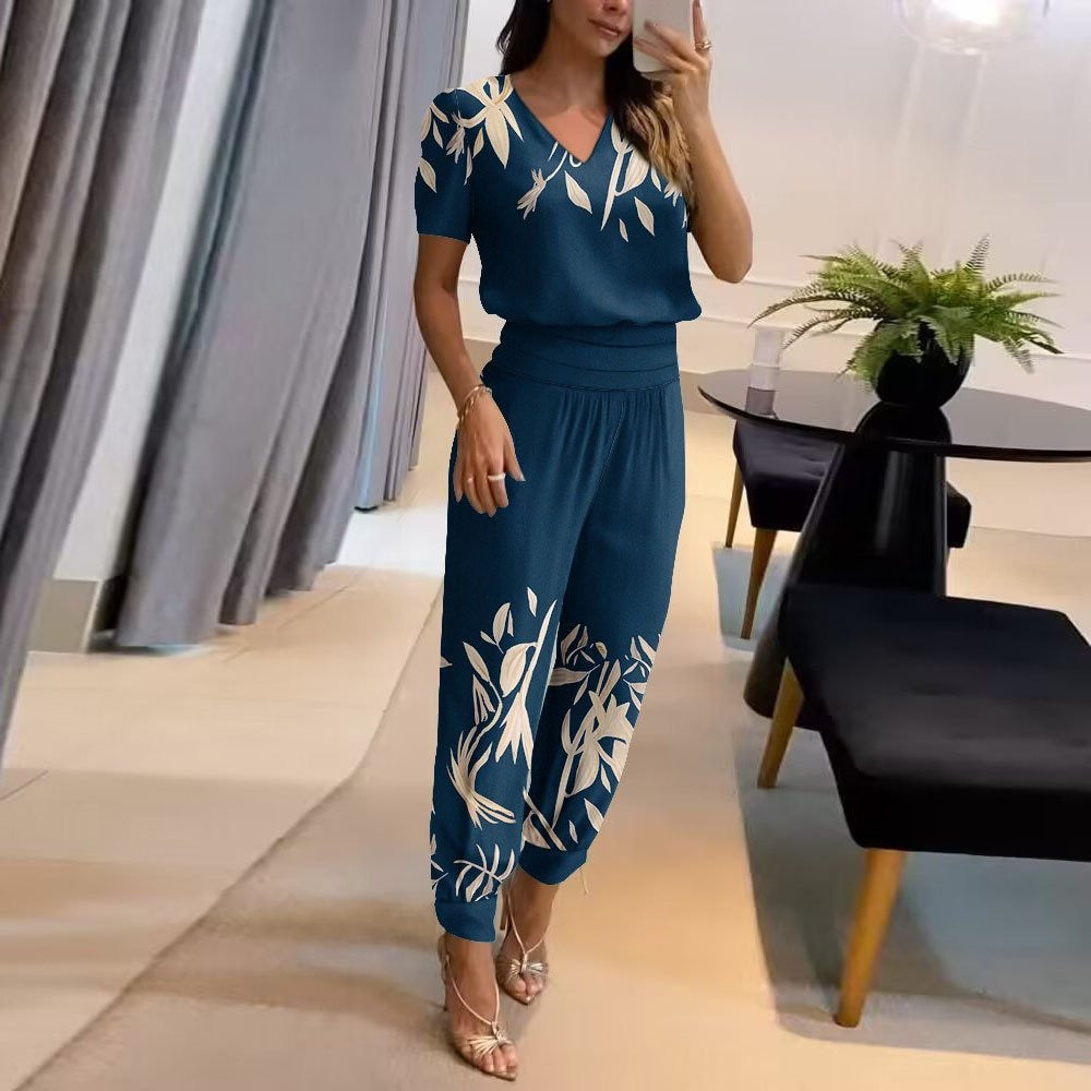 Ladies' 2-Piece - Casual V-Neck Top and Fitted Leggings - Nocini