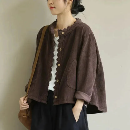 Textured Button Front Women's Jacket - Olytrend