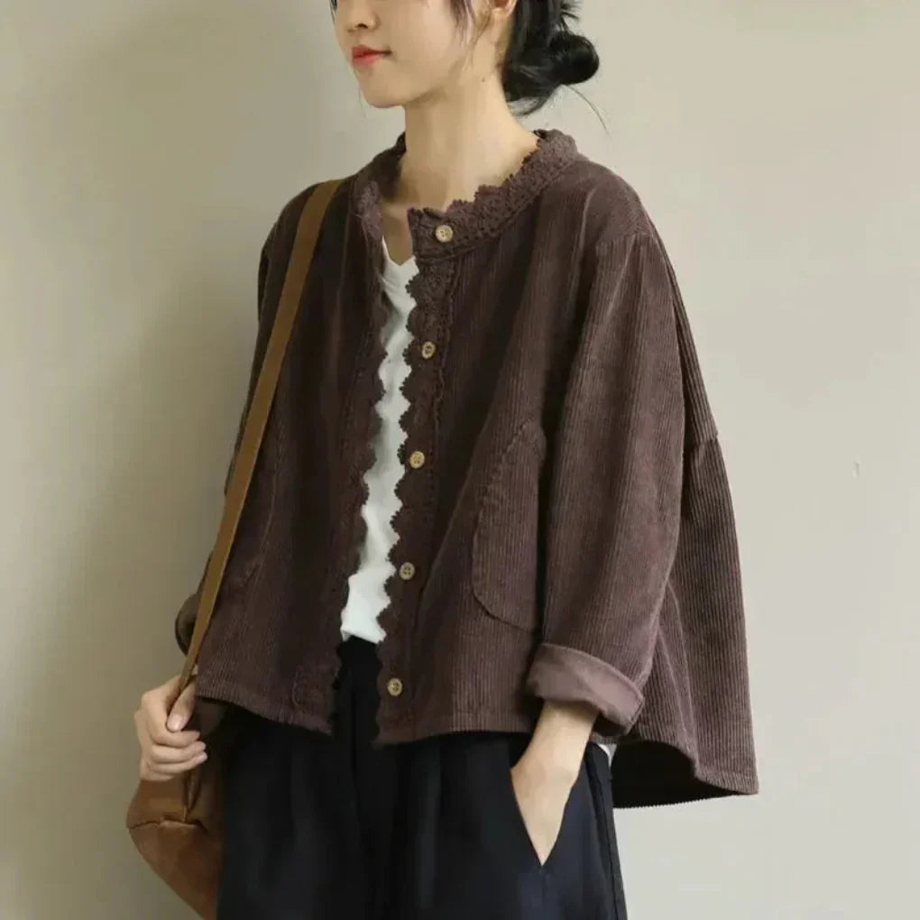Textured Button Front Ladies Jacket - Olytrend