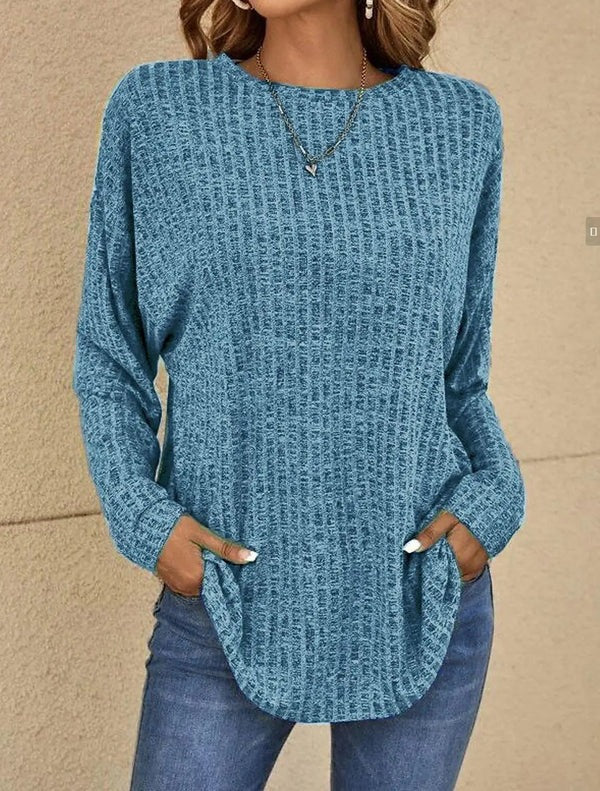 Casual Women's Ribbed Knit Long Sleeve Top