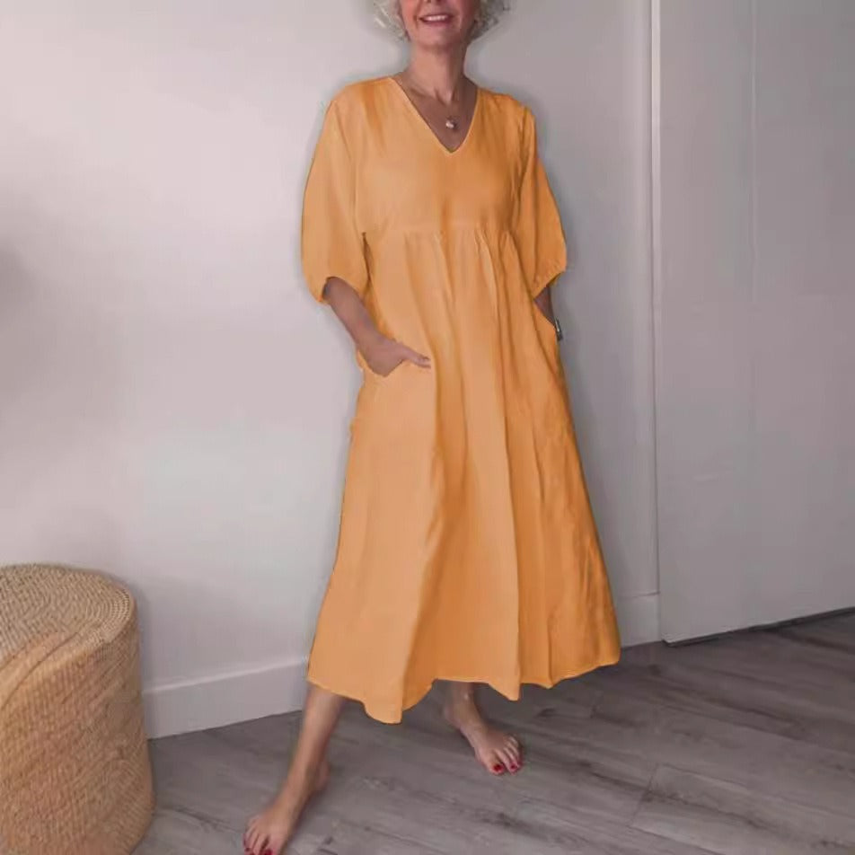 Casual Womens Midi Dress with Pockets