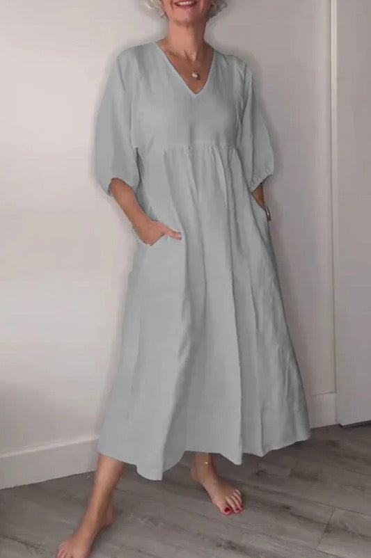Casual Womens Midi Dress with Pockets