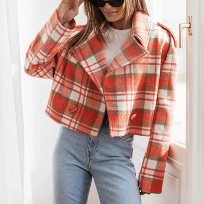 Slim Fit Checked Wool Blazer for Women