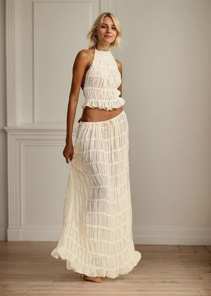Flowy Strapless Beach Maxi Dress