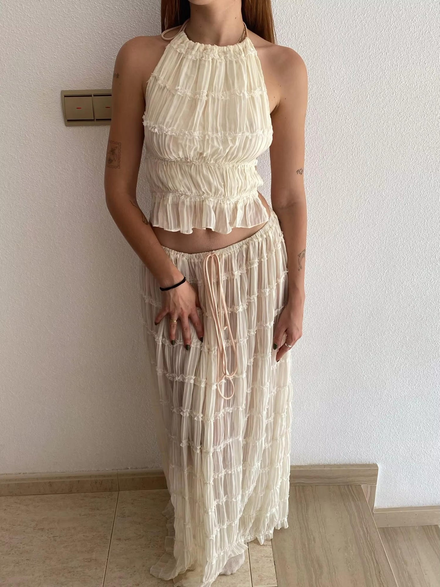 Flowy Strapless Beach Maxi Dress