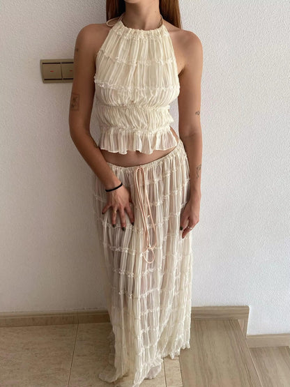 Flowy Strapless Beach Maxi Dress