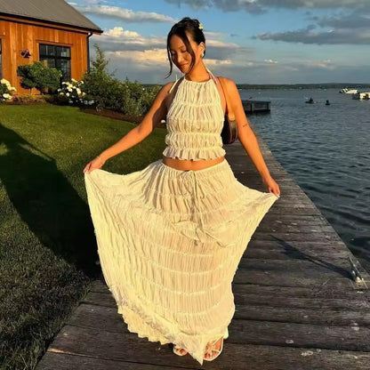 Flowy Strapless Beach Maxi Dress