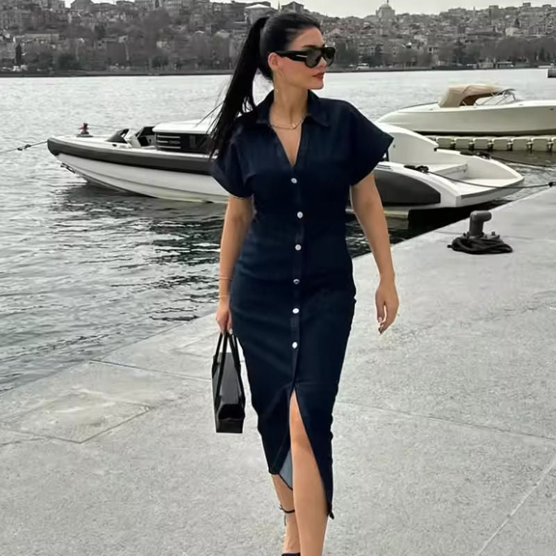 Slim Fit Blue Jeans Dress for Women