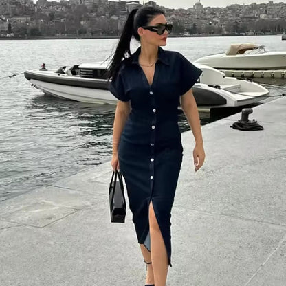Slim Fit Blue Jeans Dress for Women