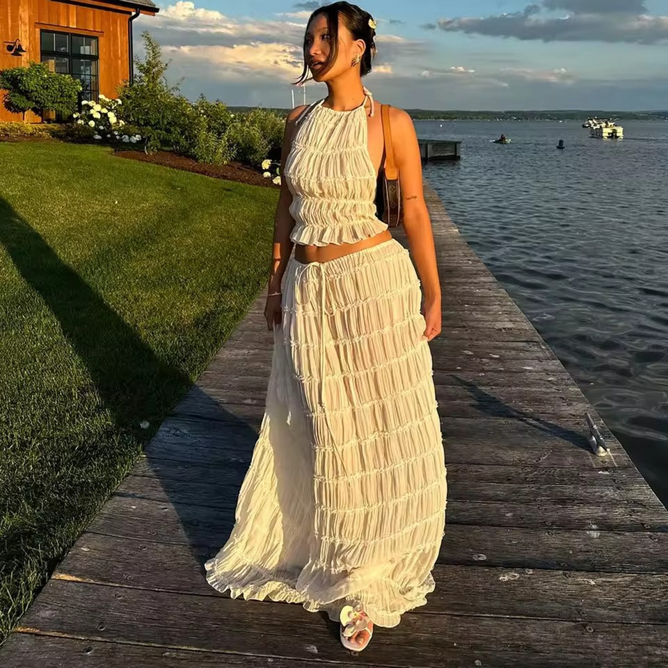 Flowy Strapless Beach Maxi Dress
