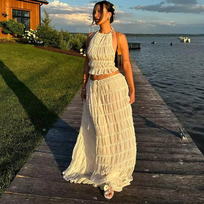 Flowy Strapless Beach Maxi Dress