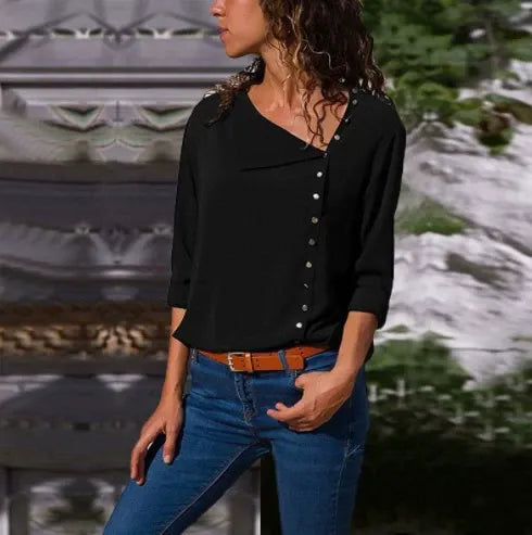 Relaxed Fit Women's Long Sleeve Casual Top - Nocini