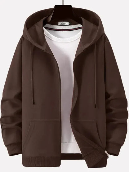 Casual Men's Zip Up Hooded Sweatshirt