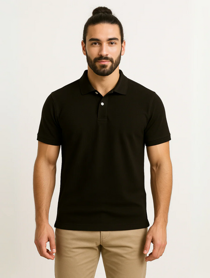 Classic White Mens Polo Shirt - Elegant Preppy Style