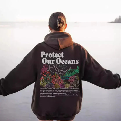 Relaxed Fit Women's Hoodie with Graphic Back Print