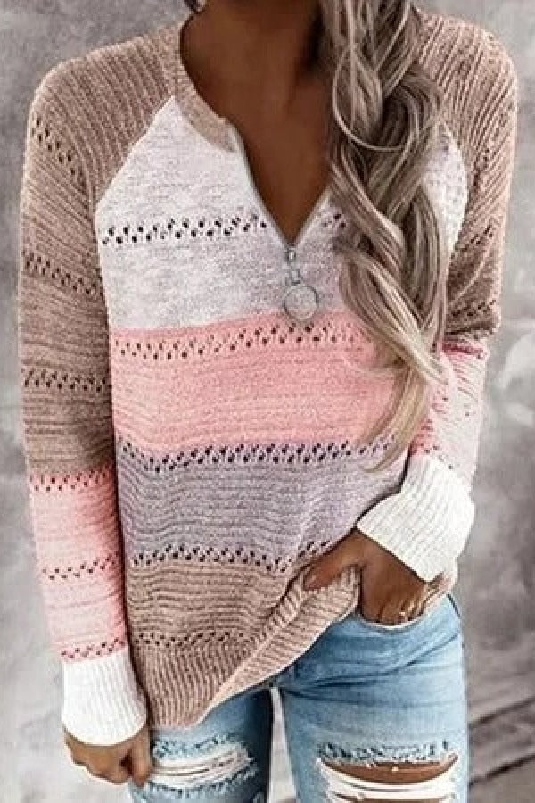 Soft Women's Zip Neck Long Sleeve Sweater - Nocini