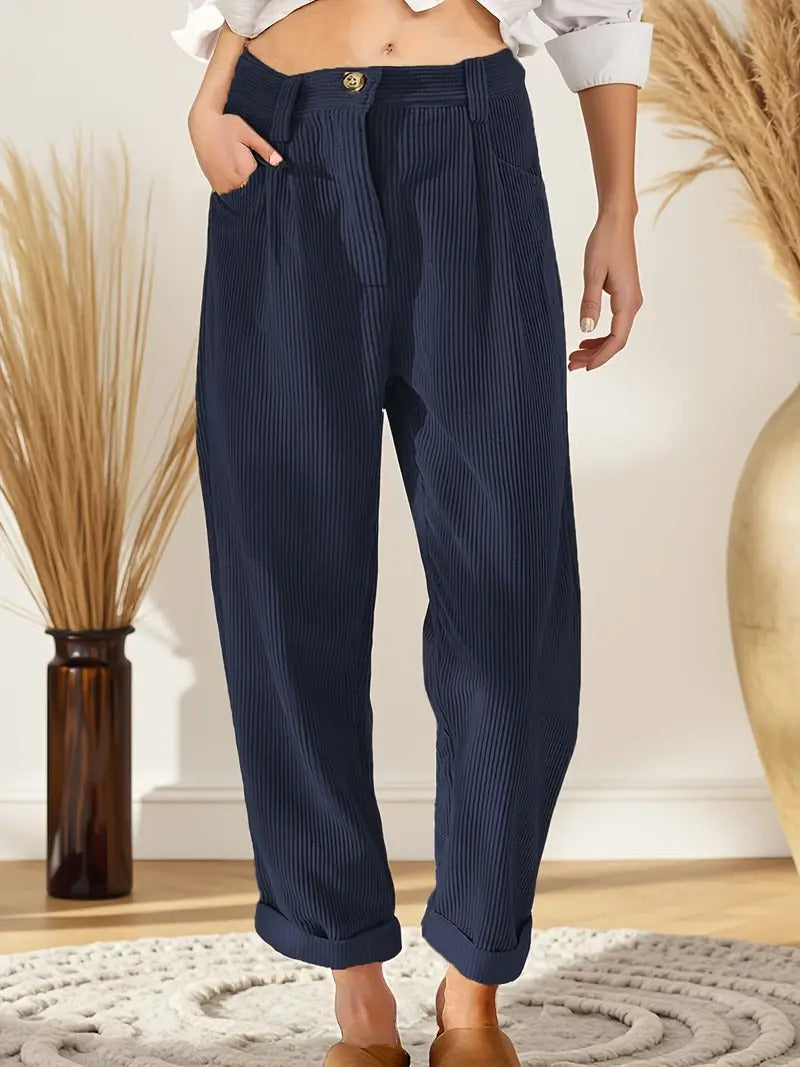 Stylish Women's Corduroy Straight Leg Pants