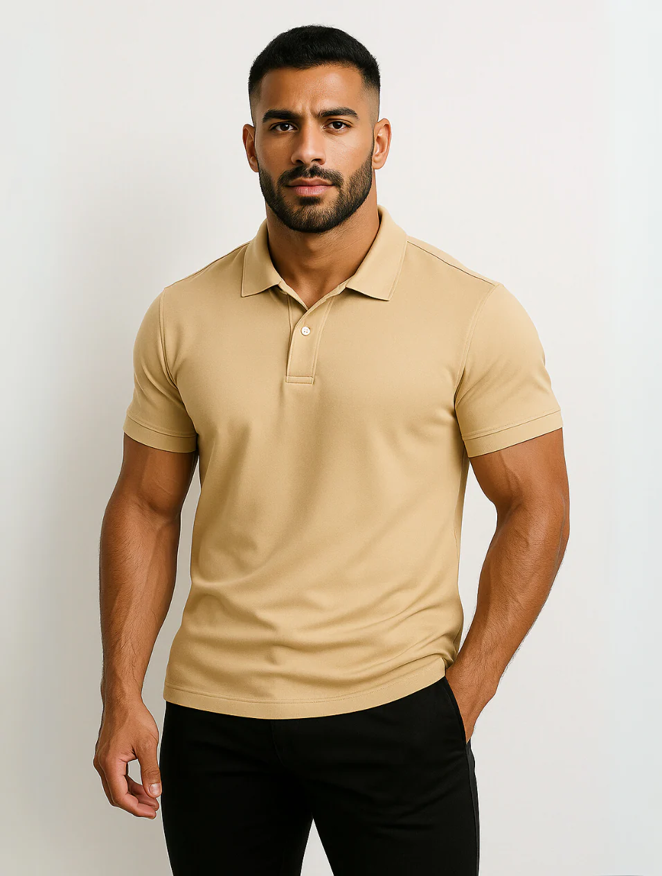 Classic White Mens Polo Shirt - Elegant Preppy Style