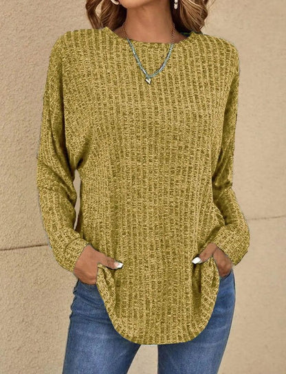 Casual Women's Ribbed Knit Long Sleeve Top