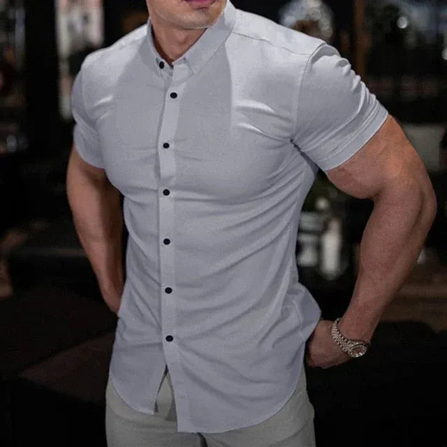 Men's Slim Fit Short Sleeve Breathable Shirt