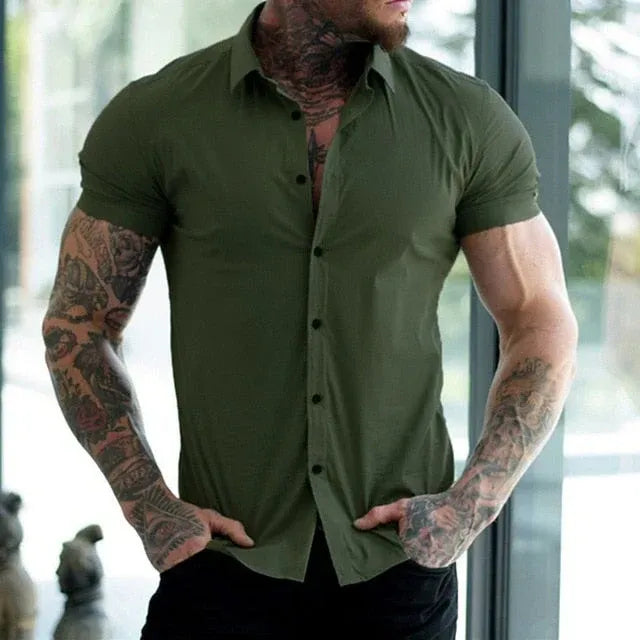 Men's Slim Fit Short Sleeve Breathable Shirt