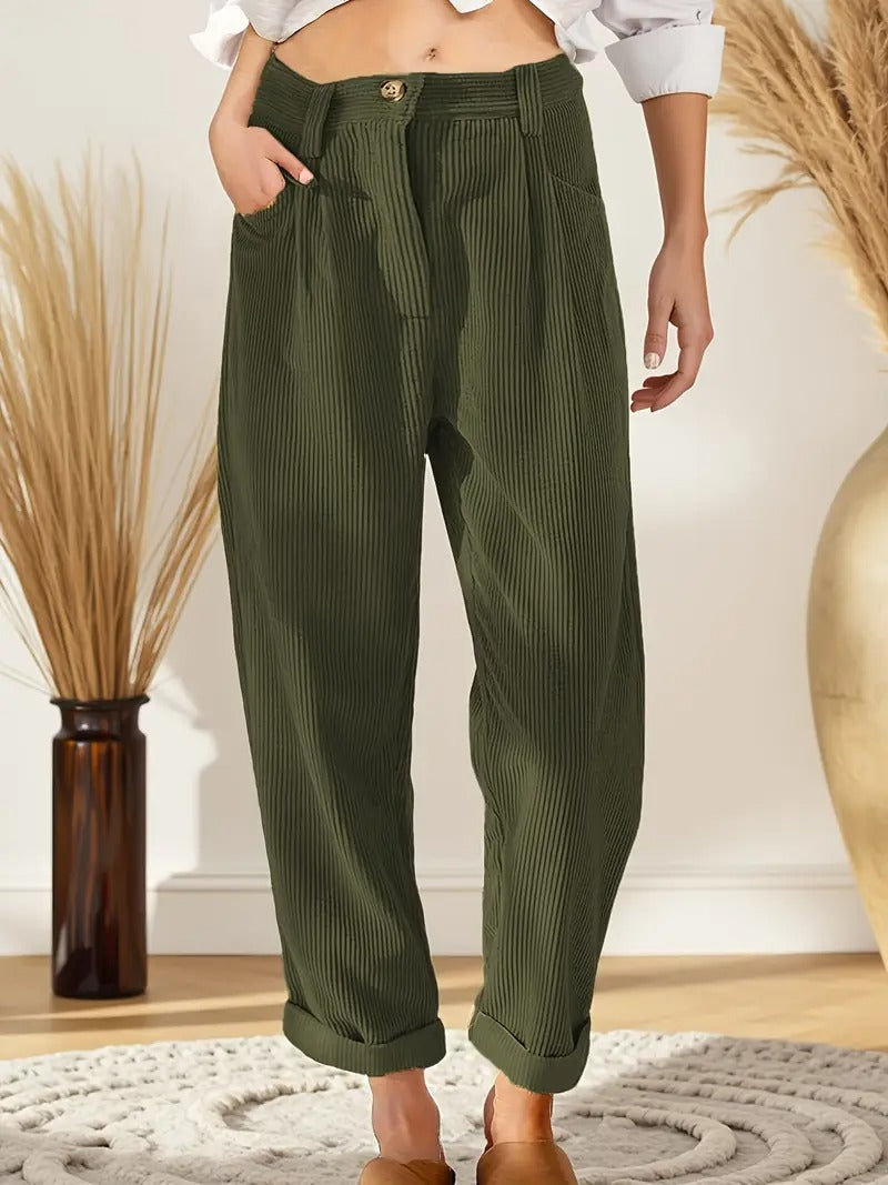 Stylish Women's Corduroy Straight Leg Pants