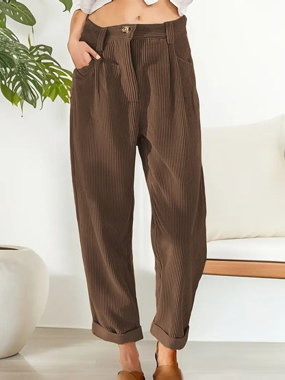 Stylish Women's Corduroy Straight Leg Pants