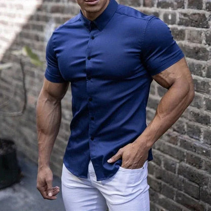 Men's Slim Fit Short Sleeve Breathable Shirt